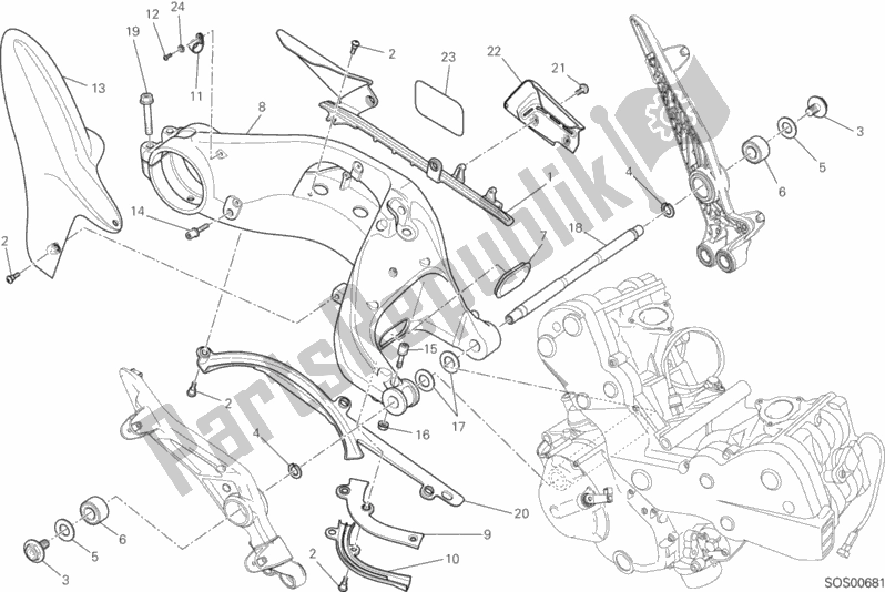 All parts for the 28a - Forcellone Posteriore of the Ducati Hypermotard SP 821 2013